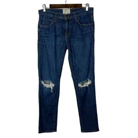 Current/Elliott The Fling Bedford Dark Wash Distressed Boyfriend Jeans 26 - Picture 1 of 5